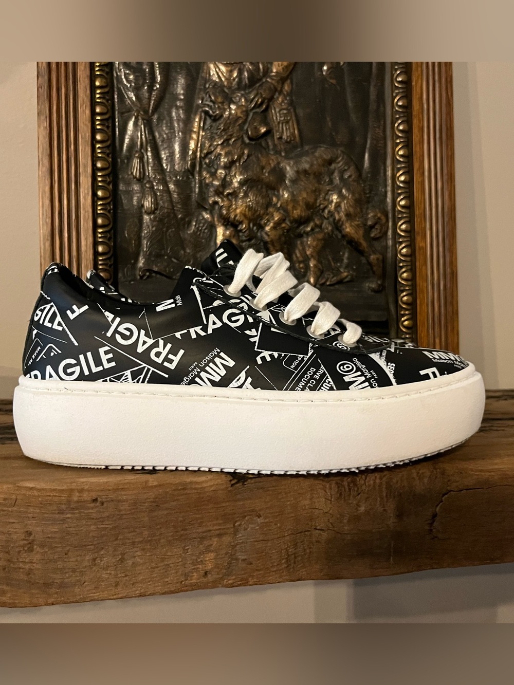 MM6 Maison Margiela 'Fragile' Graphic Platform Sneaker - Black & White RARE